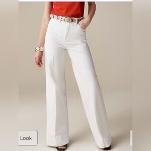 J Crew White Wide Leg Denim Trousers, 29T